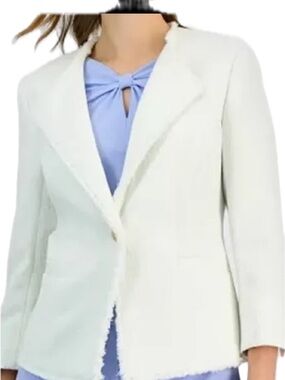 Kasper Ivory Textured Tweed Jacket